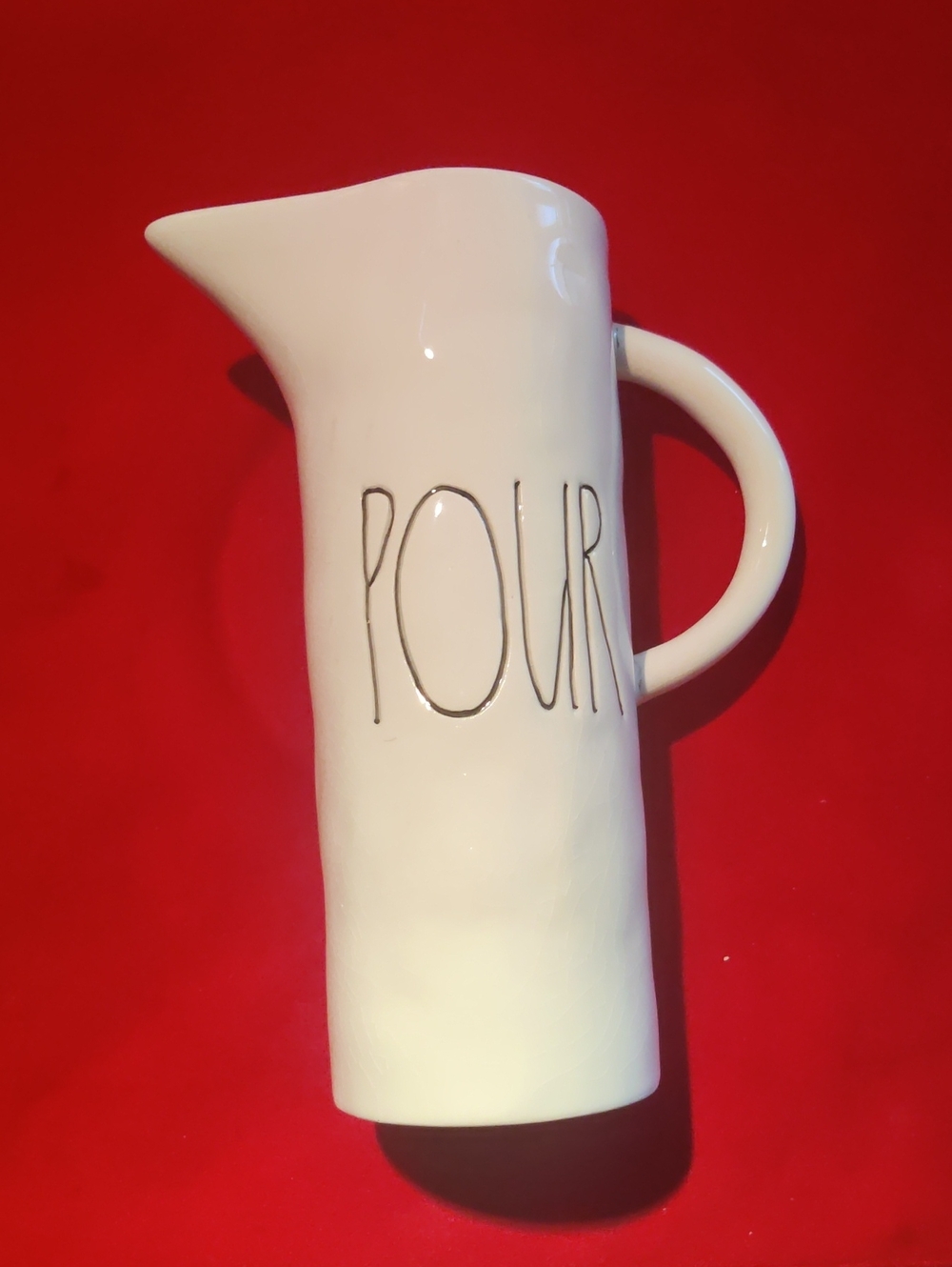 Rae Dunn Black LL "POUR" WHITE Pitcher Jug by Magenta...New